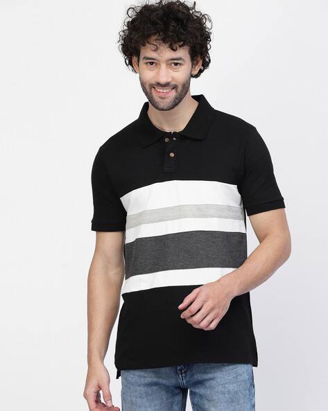 Regular Fit Striped Polo T-Shirt with Short Sleeves