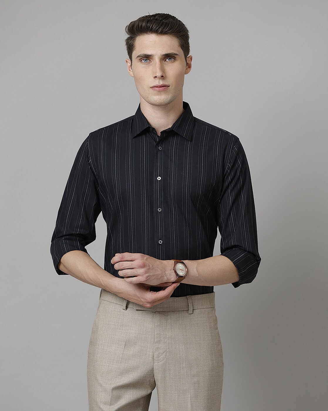 Men Striped Slim Fit Cotton Formal Shirt