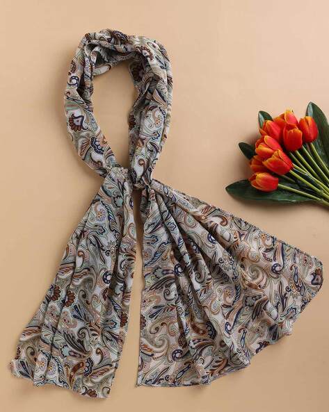 Women Paisley Print Chiffon Stole Price in India