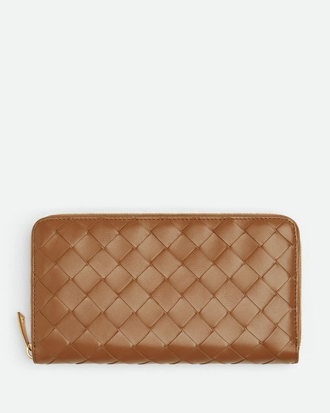 Buy BOTTEGA VENETA Intrecciato Zip Around Wallet | Brown Color  