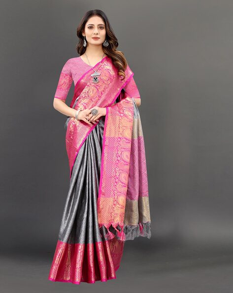 Chic Grey Sarees Collection at Zeel Clothing - Elegance in Shades of Grey |  Color: Grey