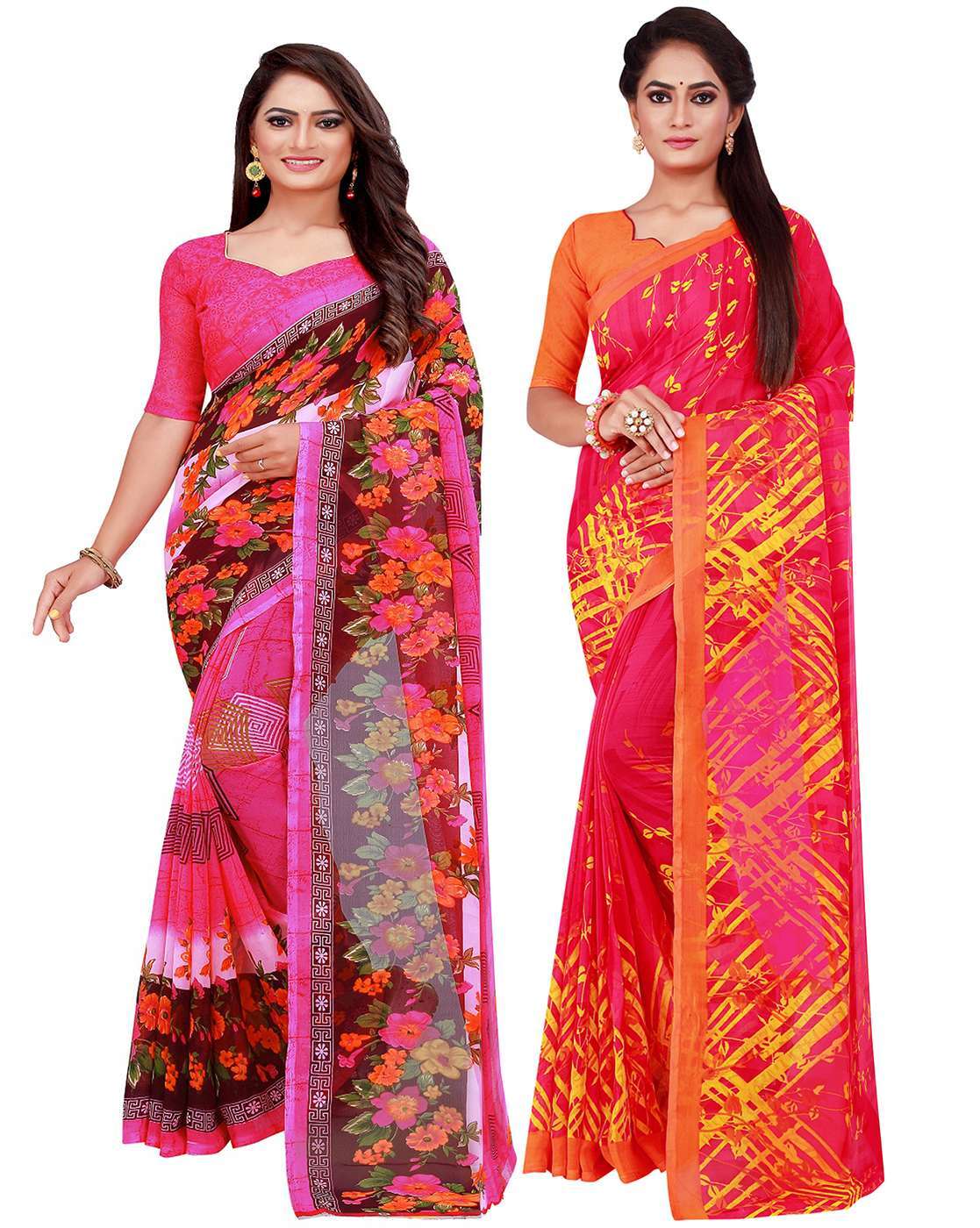 Amazon.com: Peegli Indian Georgette Blend Floral Saree Cloth Vintage Blue  Sari Textile DIY 5 Yards Fabric : Arts, Crafts & Sewing