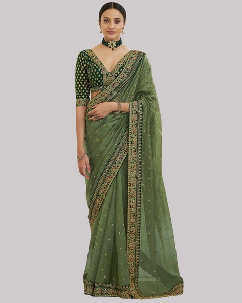 Embroidered Georgette Saree with Border 