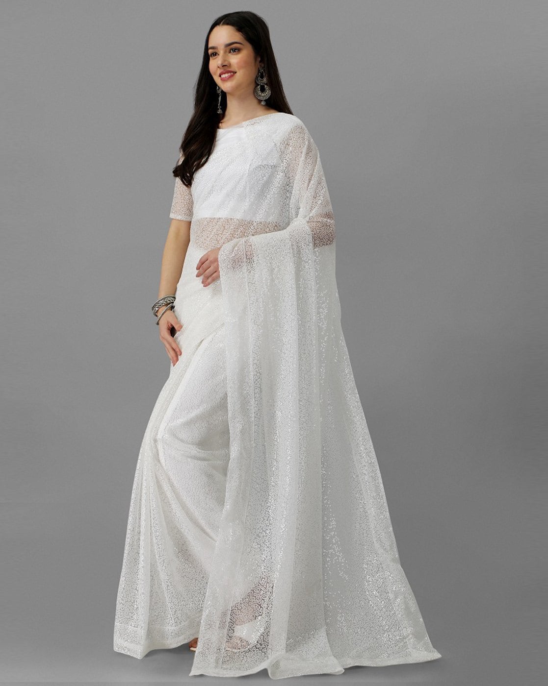 White - Plain Sarees - Indian Saree: Online Saree Shopping Made Easy With  Latest Designs at Utsav Fashion