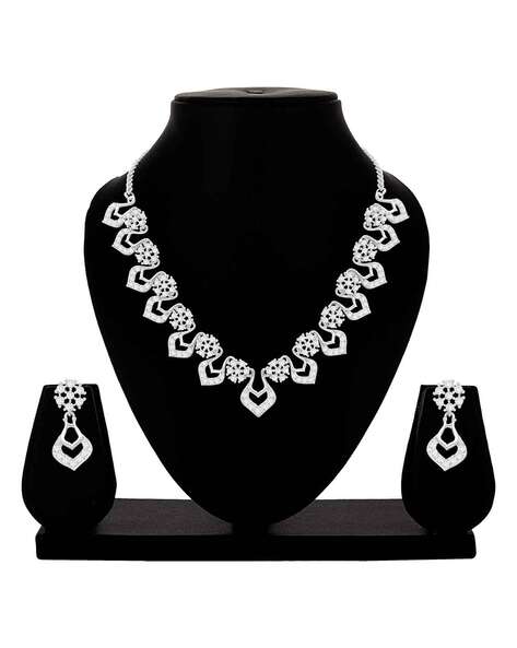 Rose Gold Sterling Silver Necklace Set | SEHGAL GOLD ORNAMENTS PVT. LTD.