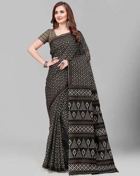 Buy Black Pure Kota Silk Hand Border Saree With Unstitched Blouse Piece For  Women by Geroo Jaipur Online at Aza Fashions.