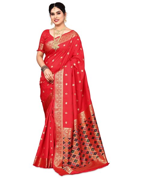 SIRIL Women's Cotton Silk Jacquard Boarder Saree With Unstitched Blouse  Piece (3579S2515_Baby Pink) : Amazon.in: Fashion