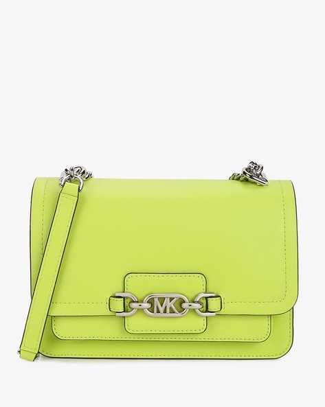 Buy Michael Kors Heather Large Leather Shoulder Bag Green Color