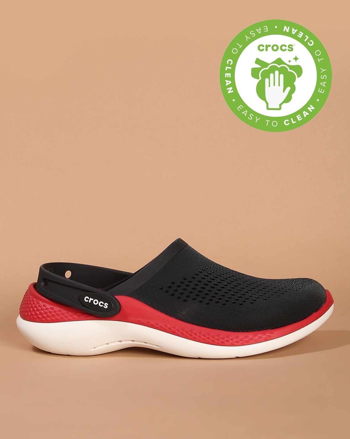 crocs red black