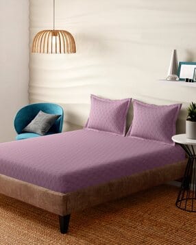portico 300 TC Orchid Color Super King Size Bedsheet with 2 Pillow Covers-picture-47