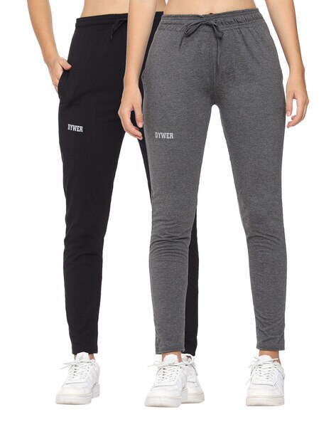 Buy Grey & Black Track Pants for Women by DYWER Online
