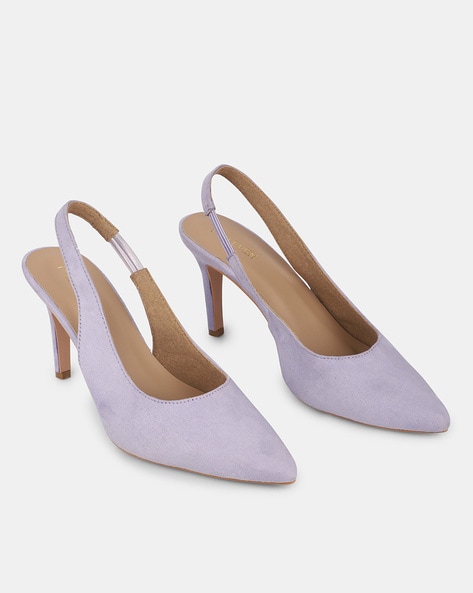 Lodi Safine Pleated Leather Heeled Shoes, Lilac - McElhinneys