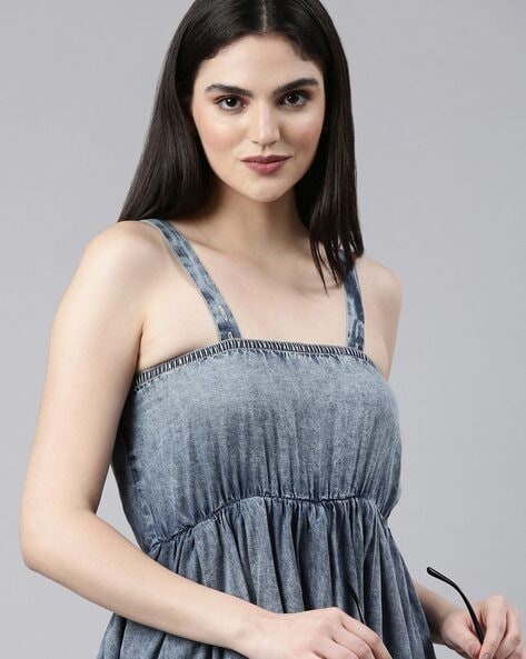 Washed Denim Babydoll Mini Dress – Zen + Zeus Clothing Co.