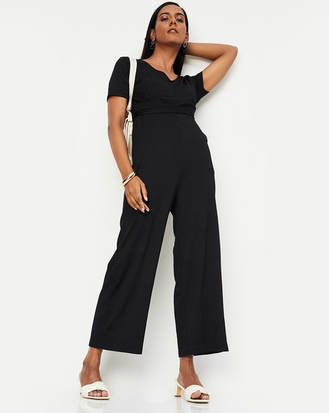 Faille jumpsuit with G buckle belt in black | GUCCI® US-totobed.com.vn