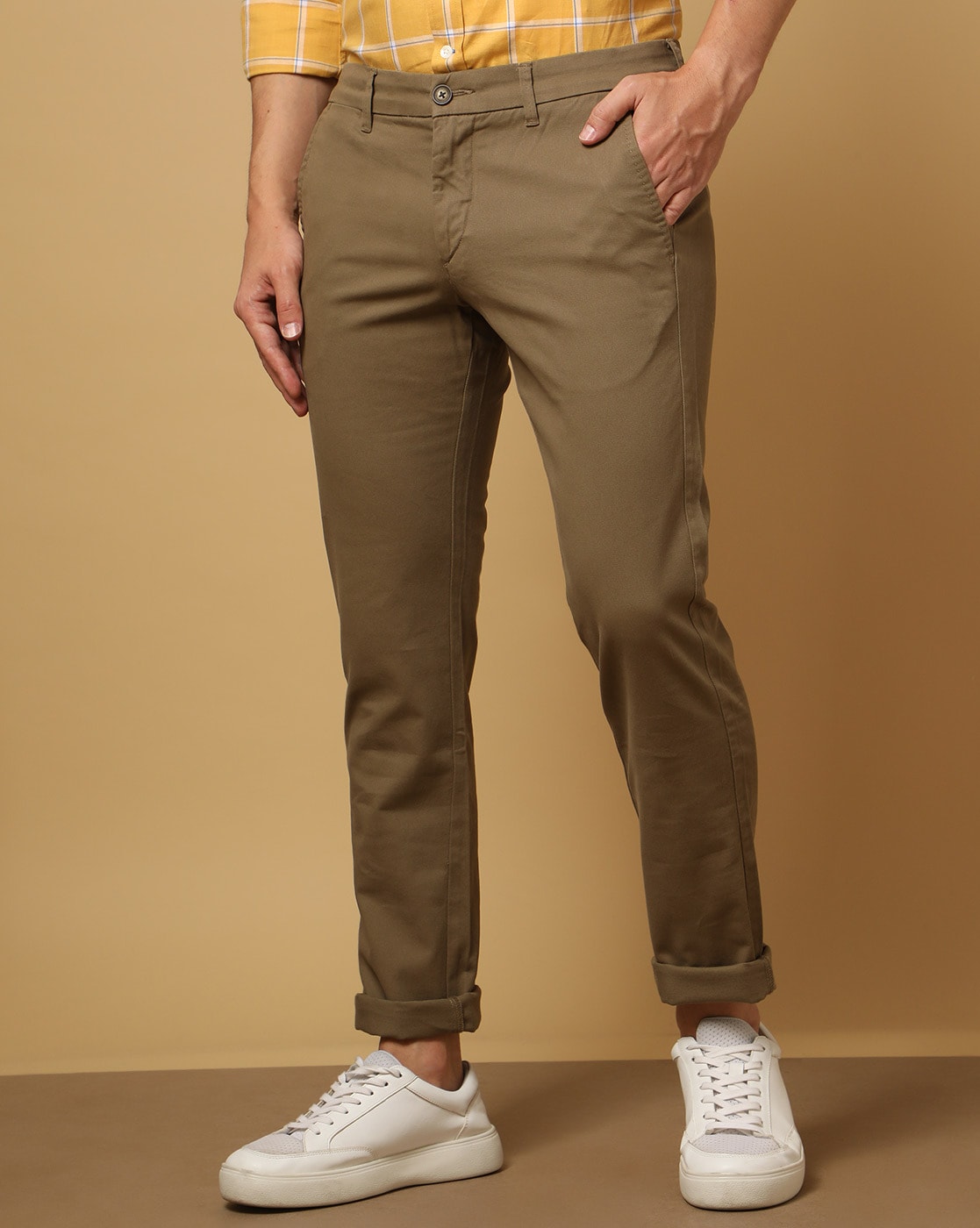 Buy U S Polo Mens Solid Beige Slim tapered fit Casual Trousers Online -  Lulu Hypermarket India