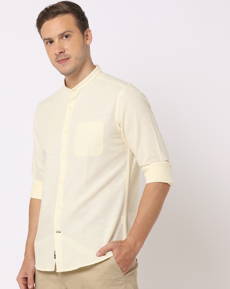 Slim band best sale collar shirt