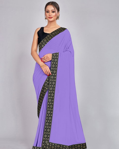 Buy Lavender Purple Saree In Dola Silk With Silver Zari Floral Jaal