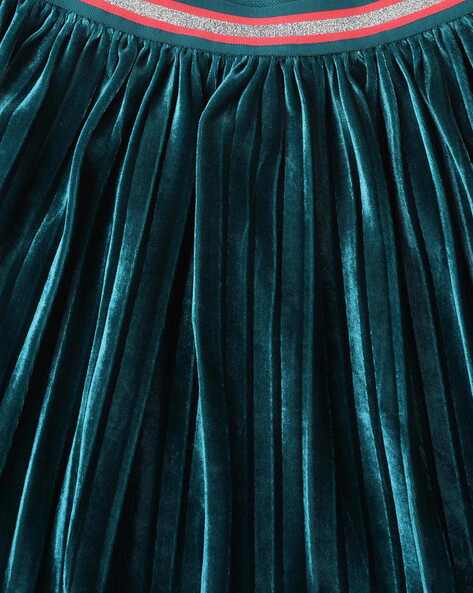 Green pleated velvet on sale skirt