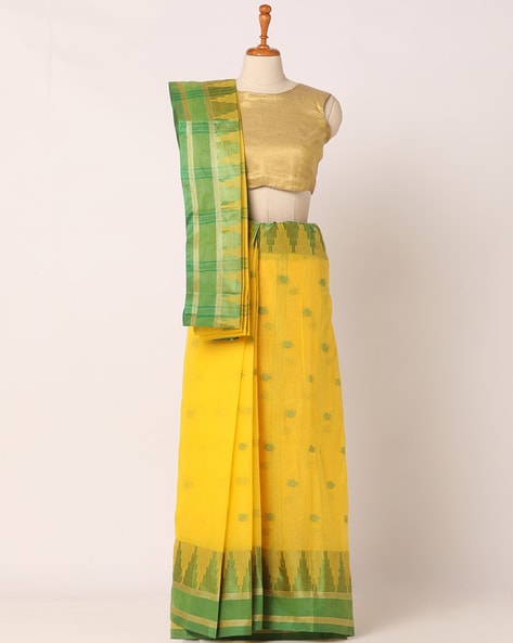 BLACK IKAT & MUSTARD COTTON SILK COMBINATION SAREE WITH AJRAKH BORDER –  ShopBollyWear.Com