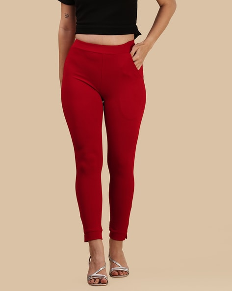 Buy Red Trousers & Pants for Women by Hubberholme Online | Ajio.com