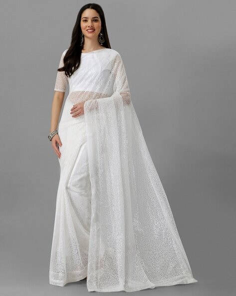 Buy White Sarees for Women by Fiorella Online