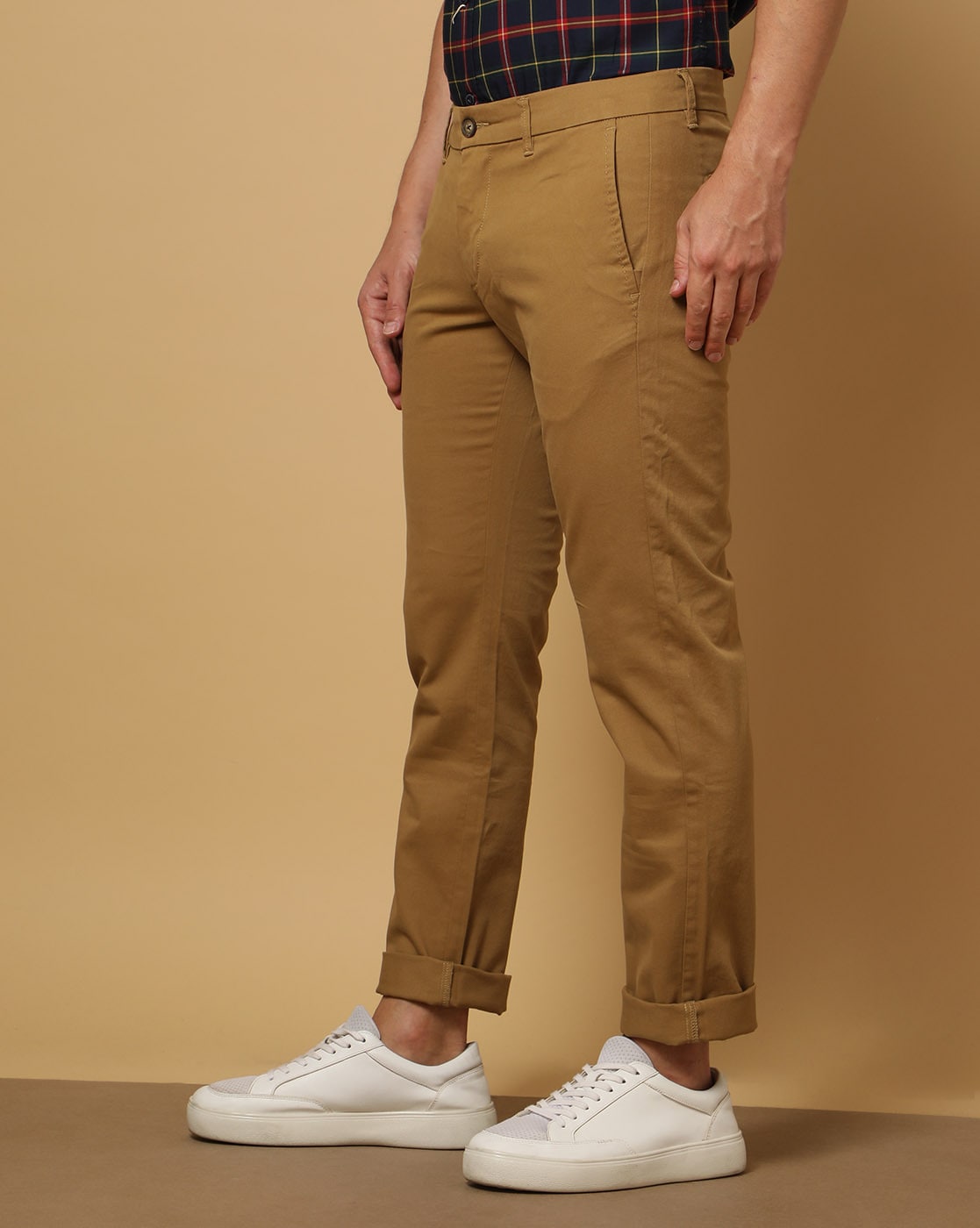 Buy U.S. POLO ASSN. Mustard Mens Slim Fit Printed Trousers | Shoppers Stop