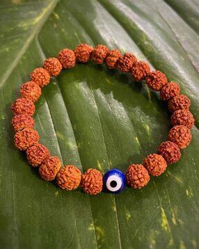 Tie-Up Fancy Evil Eye Rakhi Designs Nazariya Blue Evil Eye Turkish Charm with Rudhraksha Raksha Bandhan-image-6