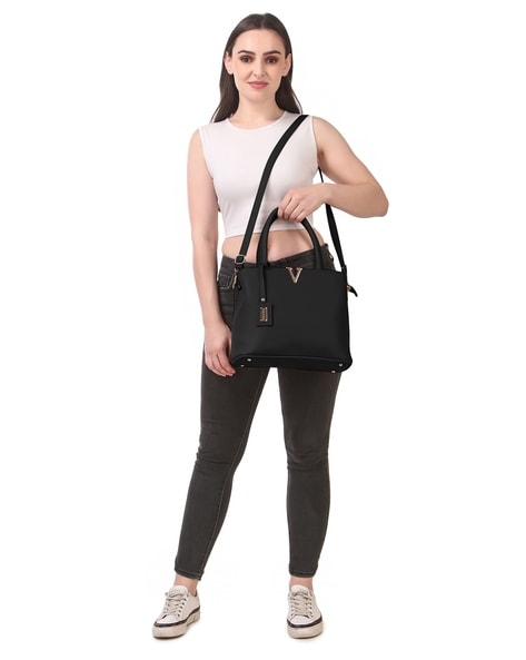 Deer-print leather shoulder bag with chain strap