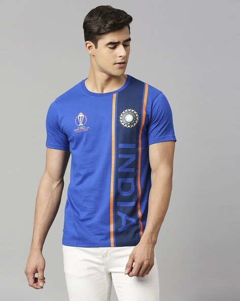 Buy Men Blue Printed Round Neck T-Shirts From Fancode Shop.