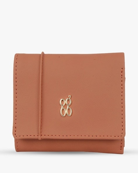 Women Mini Tri-Fold Wallet with Snap-Button Closure