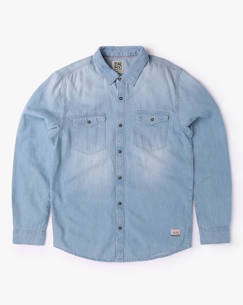 Buy Navy Blue Printed Full Sleeves Shirt for Boys – Mumkins