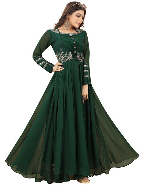 Buy Twelven Green Anarkali Gown Readymade Kurta for Women M at Amazon.in