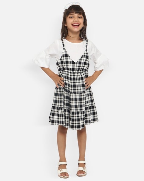 Black check hotsell pinafore dress