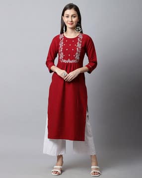 rajnandini Embroidered Round-Neck Straight Kurta-picture-38