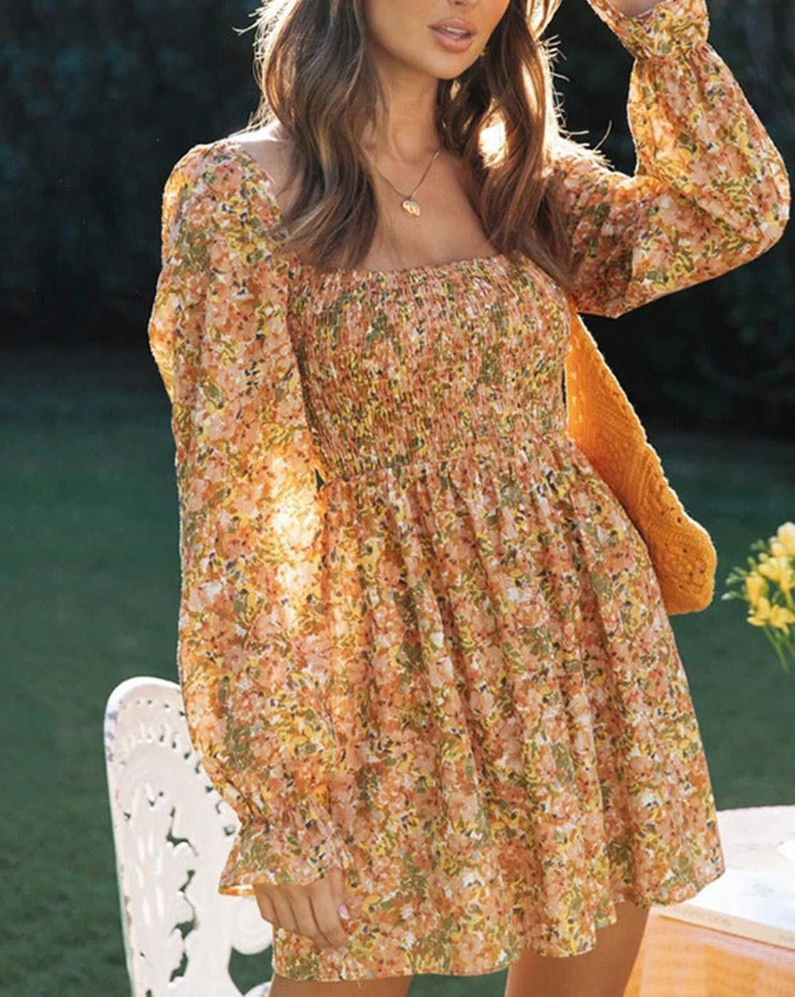 Yellow Bohemian Paisley Print Bell Sleeve Flare Floral Dress - China Floral  Dress and Fashion Dresses price