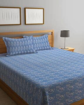 250 TC Cow Printed Pure Cotton King Bed Cover with Pillow Covers