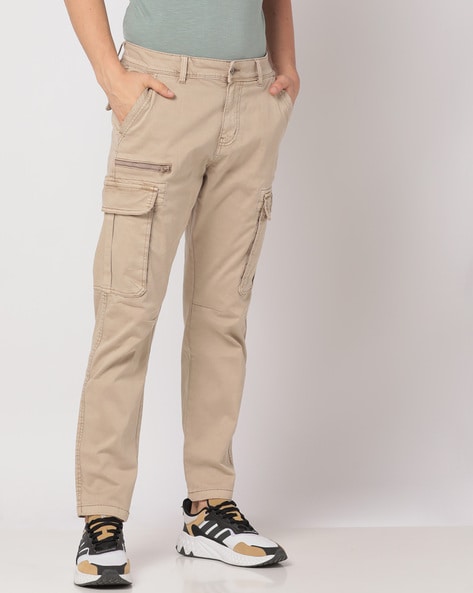 Slim Fit Cargo Jeans Men's Casual Multi Pocket Solid Color - Temu