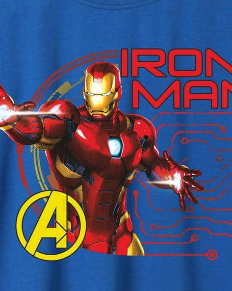 Iron-Man Print Loose Fit Crew-Neck T-Shirt