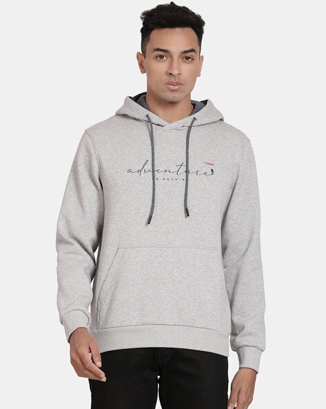 Buy GREY MELANGE Sweatshirt Hoodies for Men by T Base Online