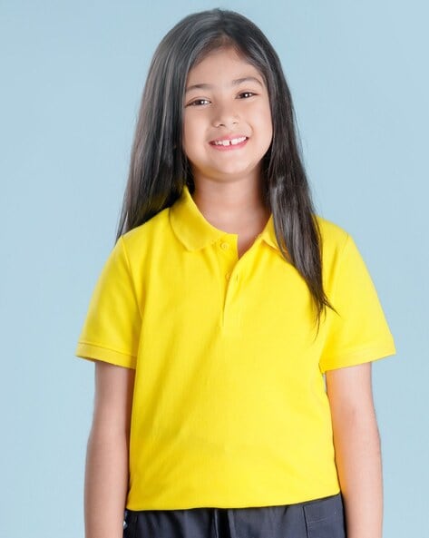 Bright yellow polo shirt on sale