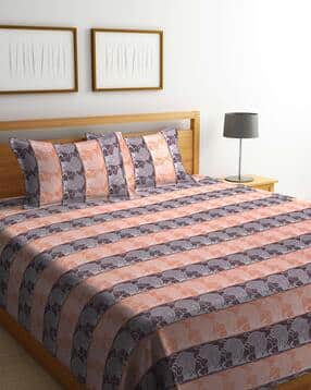 250 TC Rabbit Printed Pure Cotton King Bed Cover with Pillow Covers