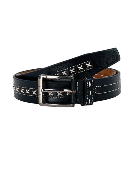 Embroidered Wide Belt with Buckle Closure
