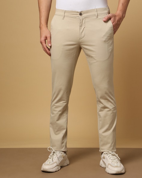 Buy U.S. POLO ASSN. Khaki Mens 5 Pocket Slim Fit Solid Trousers | Shoppers  Stop