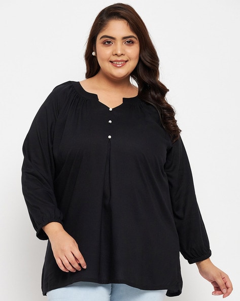 Vinaan Womens Plus Size Solid Rayon Tops, 41% OFF