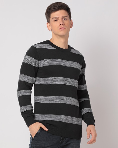 Striped crew neck store sweatshirt mens