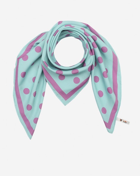Polka-Dot Print Scarf with Contrast Border Price in India
