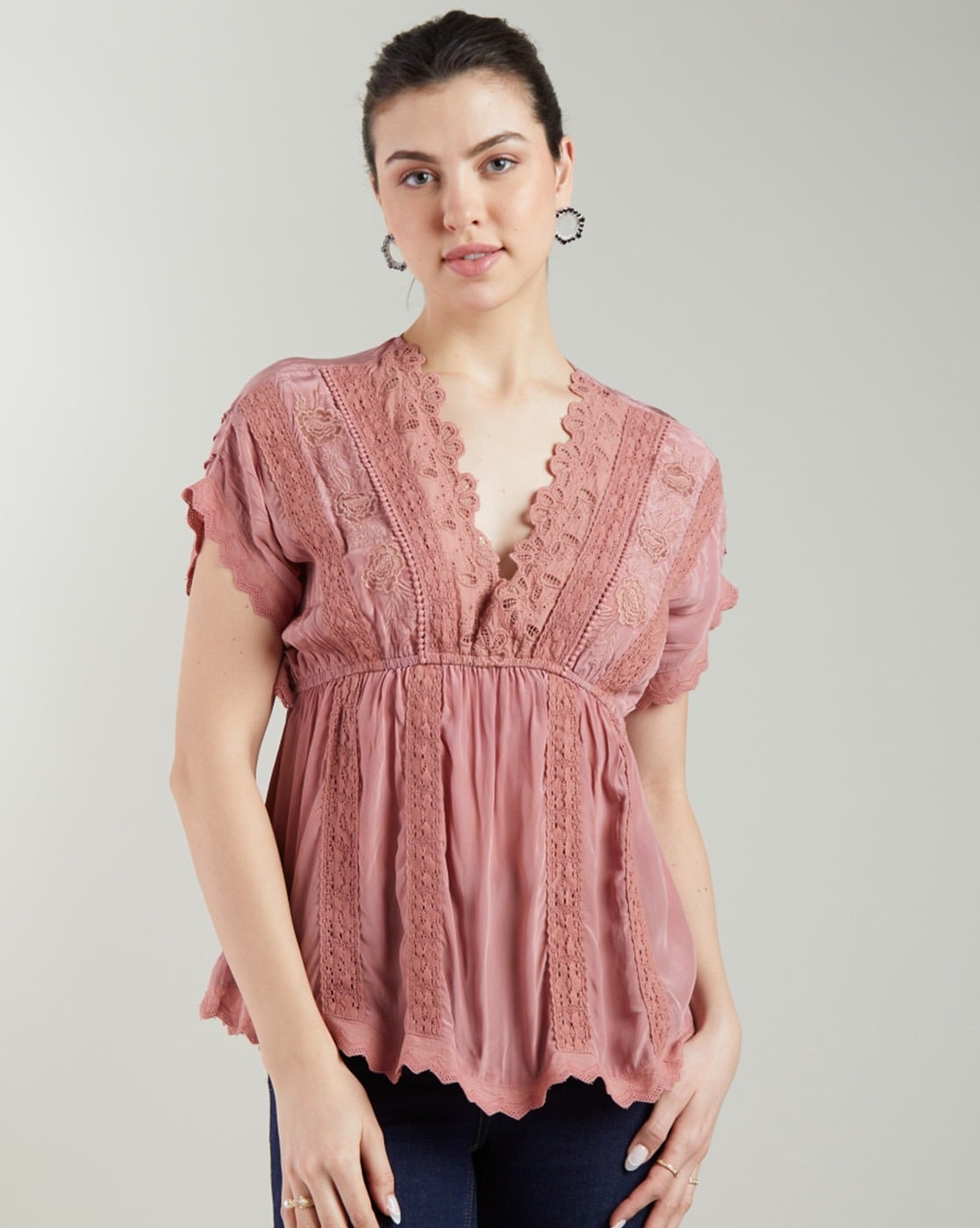 Lace Work V-Neck Top