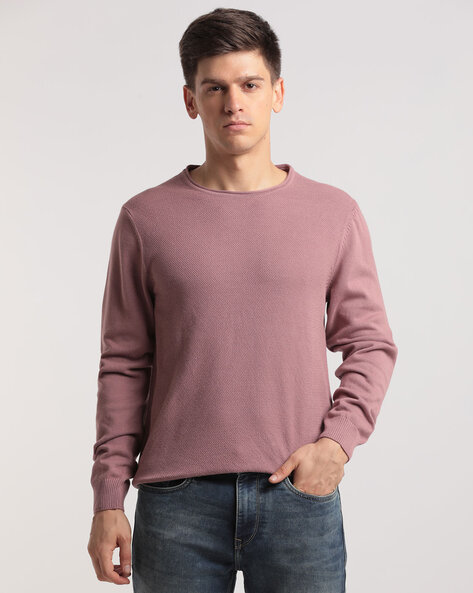 Crew-Neck Pullover with Ribbed Hems