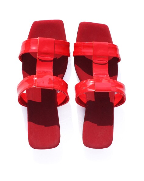 Red double 2024 strap sandals