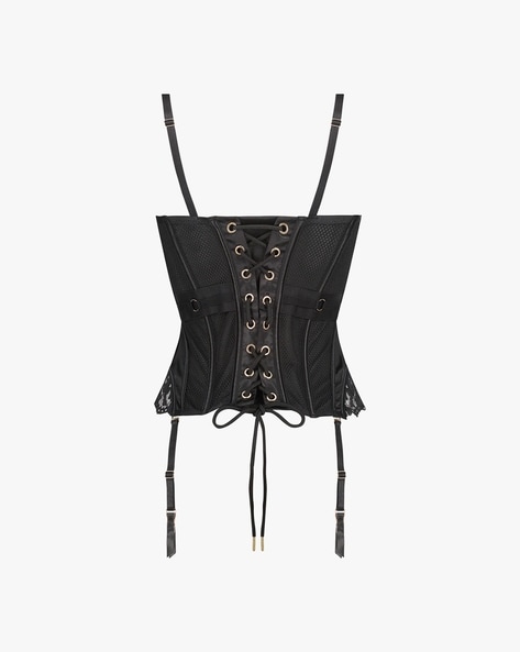 Hunkemöller Joanna Lace And Mesh Longline Corset Style Bralette in